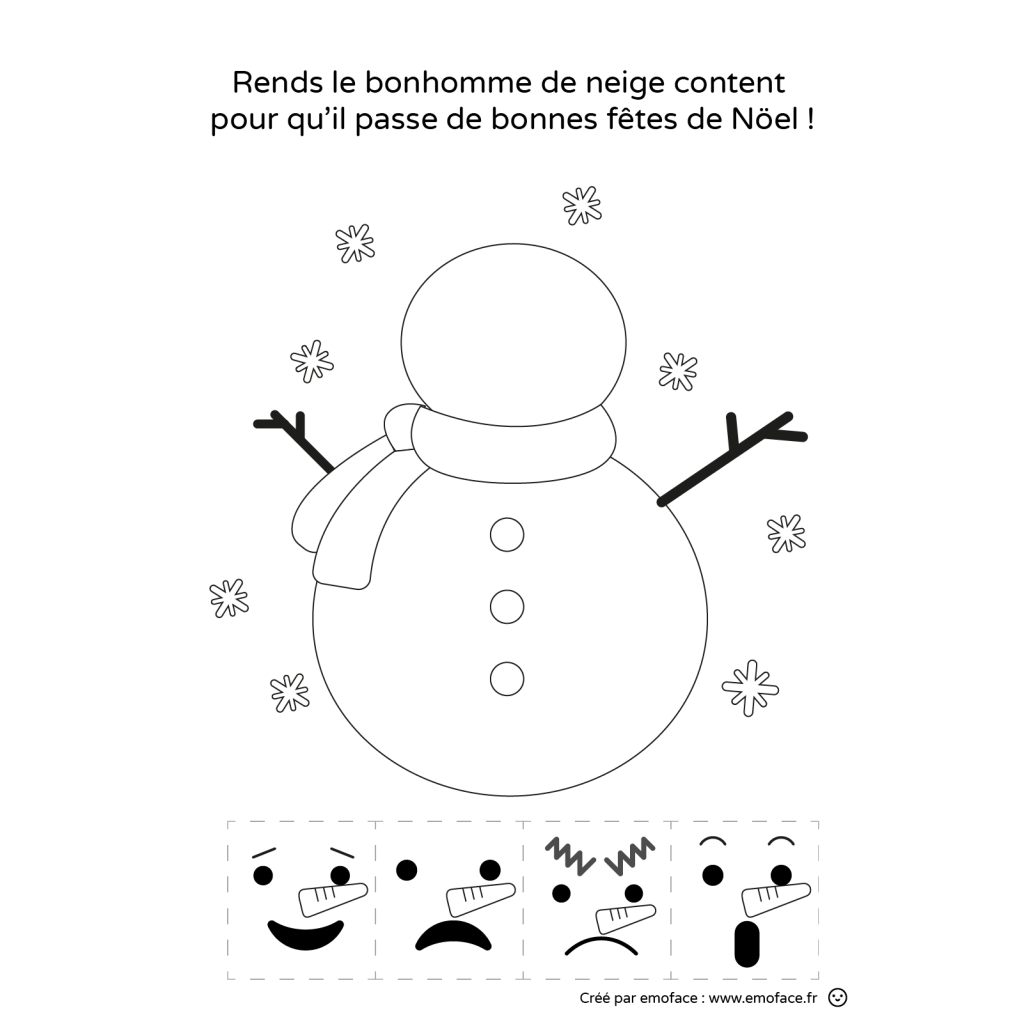 Activité de Noel : bonhomme de neige et les émotions